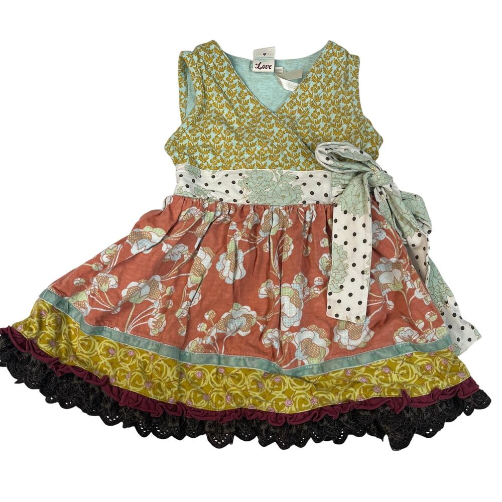 Matilda Jane Size 2 Dress Top Faux-Wrap Floral Bow